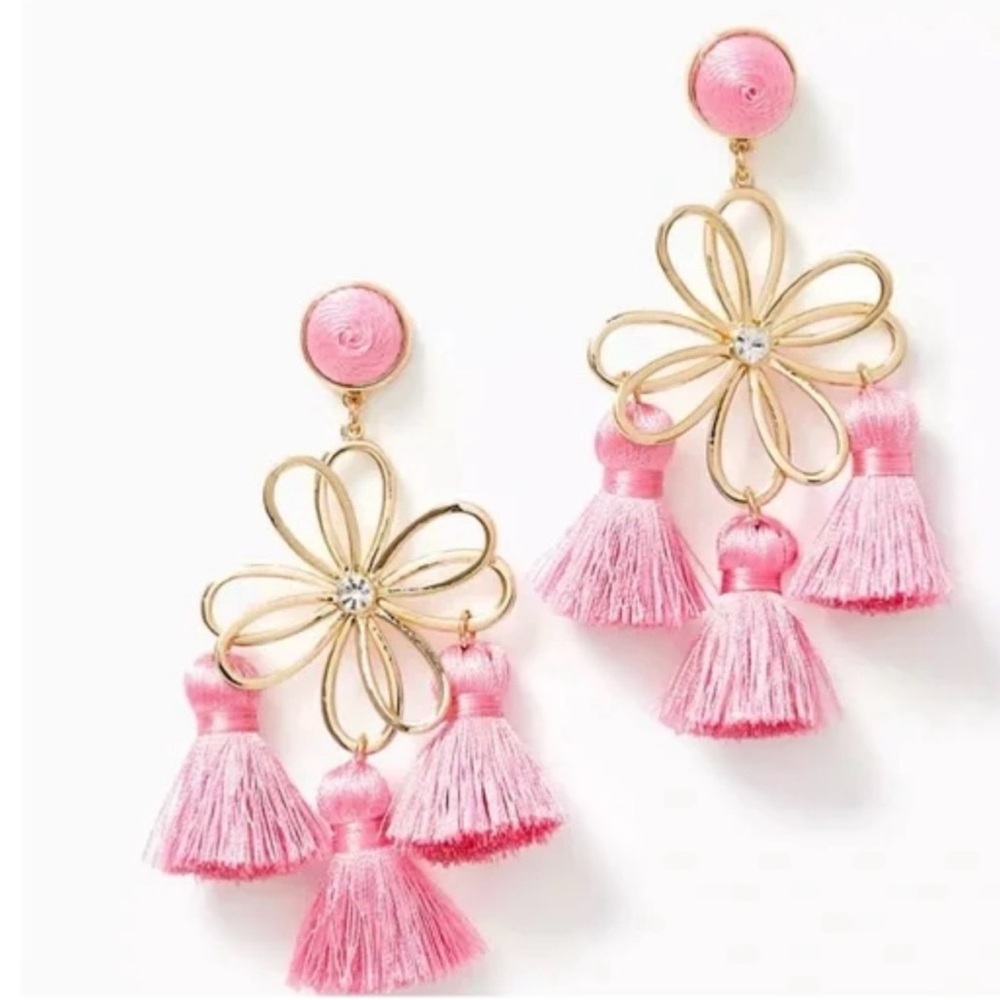 NWT Lilly Pulitzer Pink Come On Clover Earrings